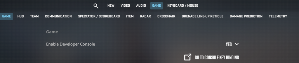 Lokalizacja opcji Włącz konsolę w opcjach gry