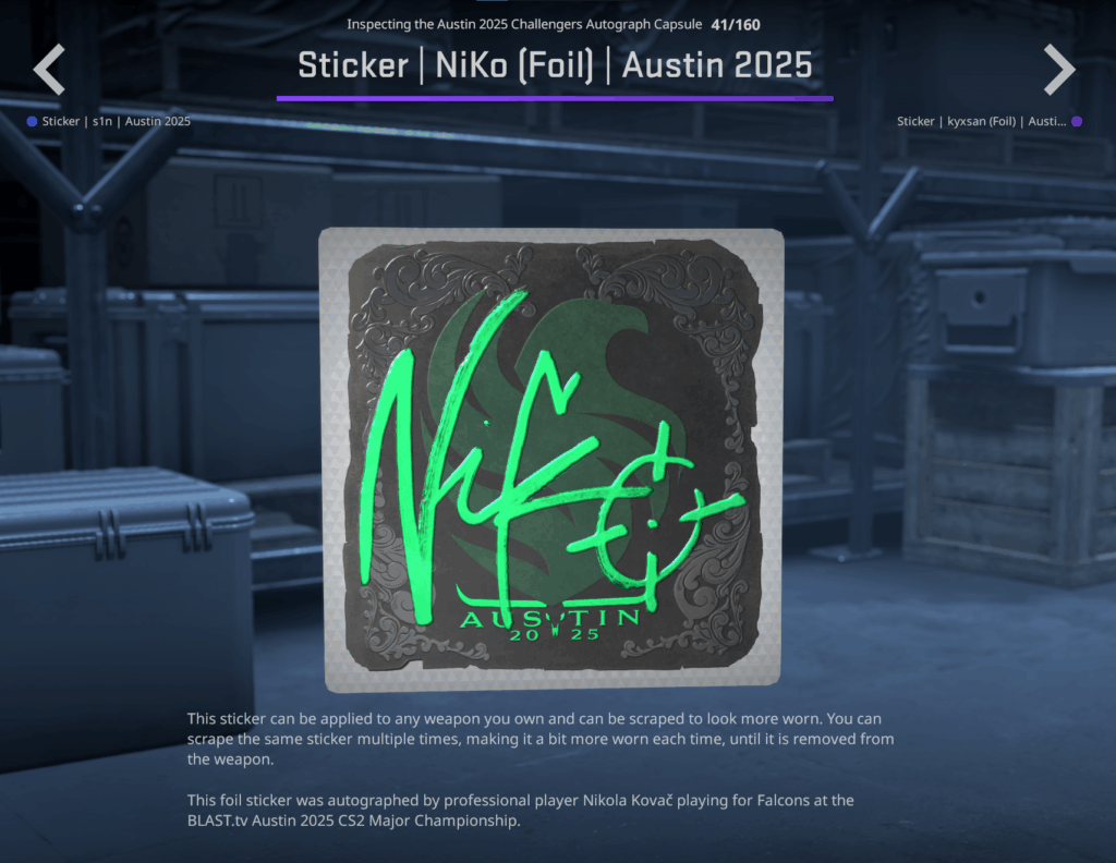 Foliowane naklejki Austin Major CS2