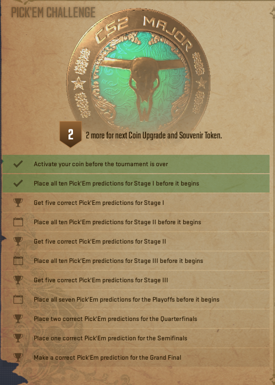 Misje wyzwania Pick'em Austin Major CS2